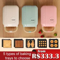 Mini máquina de café da manhã tipo panqueca, fornos elétricos para café da manhã, panquecas e waffle - loja online