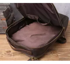 Mochila de couro genuíno para homens, cavalo louco vintage mochila para laptop grande mochila diária mochila de viagem mochila para caminhadas na internet