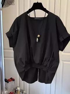 ZANZEA-Blusa de manga curta feminina, tops elegantes, gola em O, camisa monocromática OL, tops casuais femininos, soltos, festa, moda, verão na internet