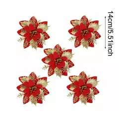 Flores artificiais de glitter para árvore de natal, ornamentos pendurados, flor falsa, lar, Natal, ano novo, presente, 2022, 2024 - Wolf Magazine