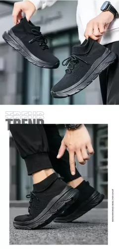 Sapato de meias casual confortável masculino, tênis preto para dirigir, novo, - loja online