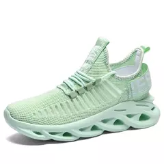 Tênis respirável de tecido voador masculino, sapatos de sola grossa antiderrapantes, confortáveis, casuais, esportes ao ar livre, tamanho grande, novos - loja online