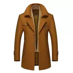 Inverno casacos de lã masculina nova moda meio longo cachecol gola de algodão acolchoado grosso quente casaco de lã masculino trench coat M-5Xl - comprar online