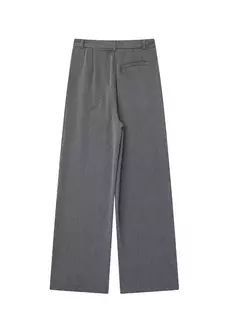 Imagem do Willshela-Calças direitas femininas com fecho frontal, cintura alta, comprimento total, calças chiques femininas, monocromáticas, moda vintage, senhora