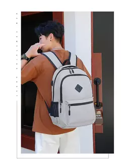 Mochila de carregamento USB impermeável para homens, sacos traseiros do escritório do negócio, mochila para laptop casual, mochilas escolares masculinas, 15,6";;VERDADEIRO;;"CINZA - loja online