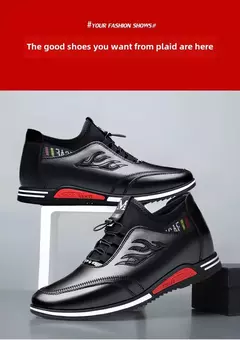 Sapato de couro verdadeiro masculino, tênis casual na moda, aumento de altura invisível de 6cm a 8cm, temporada verão - loja online