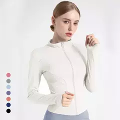 Fato de treino de mangas compridas Slim Fit para mulheres, casaco fitness, tops de ioga com buracos, jaqueta de ginástica, moletom de treino 2024 - comprar online