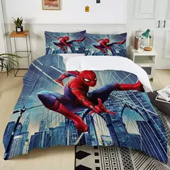 Imagem do Marvel Spider-Man Conjunto de cama para adultos e crianças, Luxury Bed Comforter, Capa de edredão, 2 Fronhas, Gift, 3Pc, 1