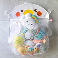 Qwz novo pato dos desenhos animados do bebê saco de malha do banheiro otário design para brinquedos de banho crianças formas animais pano areia brinquedos armazenamento net saco na internet
