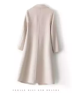 Imagem do 2023 elegante simples casaco feminino outono e inverno novo um botão pura lã reversível casaco de lã longo selvagem top das mulheres