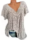 Camiseta comprida sem mangas solta feminina, pijamas com decote em v, tops femininos, moda estampada floral, colete casual sexy, camiseta de verão