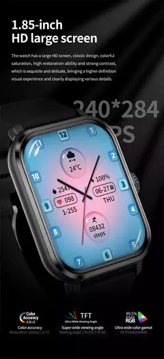 Smartwatch Sport Full Touch com Caixa para Homens e Mulheres, Relógios de Fitness, Chamada Bluetooth, Açúcar no Sangue, Presente, Tela 1.83 ", Novo, 2024 - comprar online