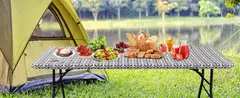 Imagem do Olanly Retângulo Toalha De Mesa De Vinil, Elástica Cabido Toalha De Mesa, Capas De Plástico Impermeável, Dobre Mesas, Piquenique, Camping, Ao Ar Livre