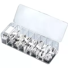Caixa De Armazenamento De Cabo De Plástico Transparente, à Prova De Poeira Headset Container, Linha De Dados Acessórios, Linha De Carregamento Organizador - comprar online