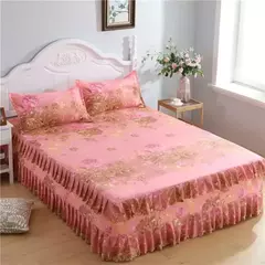 Conjunto de colcha de algodão bordado, saia de cama, fronhas, capa de folha, rei, rainha, duplo, 1.5 m, 1.8 m, 2m, 3pcs - comprar online
