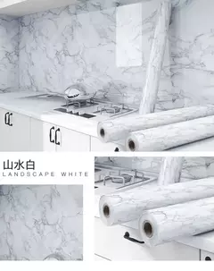 Imagem do Waterproof Oil Proof Wall Adhesive Wallpaper, Marble Decor Sticker, Cozinha e Banheiro, Renovação Papel Decorativo, Largura 80cm