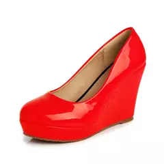 LIHUAMAO-Bombas de couro para mulheres, saltos rosa, sapatos de plataforma, cunhas, salto alto, senhora do escritório, sapatos de trabalho, festa, casamento - Wolf Magazine