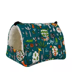Imagem do 1pc bonito impressão pássaro cama mini gaiola coelho esquilo esteira cobaia ninho casa de hamster pequeno animal dormir cama pet pendurado gaiola