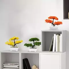 Imagem do Árvore plástica artificial do bonsai para a decoração home, plantas envasadas, potenciômetro pequeno da simulação, arranjo da flor, ornamentos do jardim