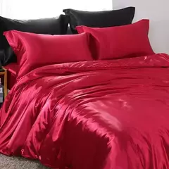 Luxo Satin Bedding Set Capa de edredão com fronha Estilo Europeu King Queen Size Confortável Bed Set Covers Folha de linho - Wolf Magazine