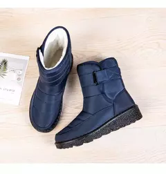 Botas de neve impermeáveis antiderrapantes para mulheres, sapatos de plataforma, tornozelo quente, sapatos acolchoados de algodão, inverno