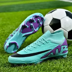 Sapatos de futebol masculino de sola FG, sapatos de gramado ao ar livre, grampos longos especiais, botas esportivas de equipe superior alta, resistência ao desgaste, tamanho 36-45 na internet