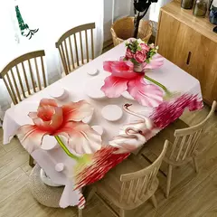 Red Rose Flower Plant Padrão Impermeável Toalha De Mesa Pano Casa Festa Decoração De Casamento Mesa Retangular Cobertura Mantel Mesa - loja online