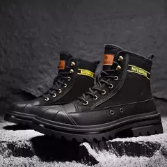 Botas de lona anticolisão masculinas, botas masculinas ao ar livre, sapatos militares, biqueira, algodão, nova moda, inverno, 2023 - comprar online