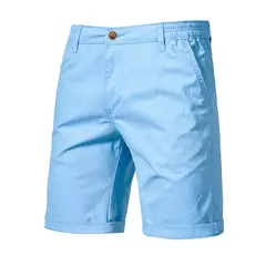 Calça curta de cintura elástica masculina, 100% algodão, monocromática, casual, de negócios, social, alta qualidade, nova, verão 2022 na internet