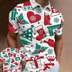 3D Natal Imprimir Polo T-shirts para homens, camisas soltas de grandes dimensões, Street Designer, mangas curtas, roupas simples, alta qualidade - Wolf Magazine