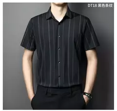 Imagem do Camisa de spandex fina de manga comprida masculina, manga curta, elástica alta
