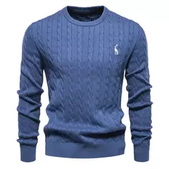 AIOPESON-Suéteres masculinos de algodão bordados em girafa, pulôver com gola redonda, clássico estampado torção, malha masculina na internet