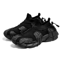 Sapato casual de malha leve masculino, meias respiráveis, tênis antiderrapante, sapato de pai versátil, popular, novo, 2024 na internet