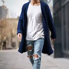 Cardigã de malha de algodão masculino, suéteres finos de manga comprida, outwear masculino monocromático, casaco quente, moda casual, novo, outono, inverno - comprar online