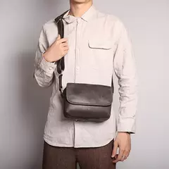 Bolsa de ombro retrô de couro genuíno masculina, grande capacidade, bolsa transversal diagonal, bolsa pequena para iPad, cavalo louco na internet
