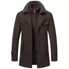 Casaco de gola dupla masculino, jaquetas quentes, casacos à prova de vento, moda outono e inverno - Wolf Magazine