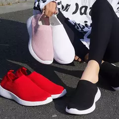 Tênis de meias de tricô feminino, sapato raso, casual, respirável, caminhada, primavera, 2022 - loja online