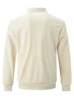 Jaqueta waffle de manga comprida masculina, monocromática, com zíper, bolso, cardigã lapela, gola polo casual, outdoor wear, primavera e outono na internet