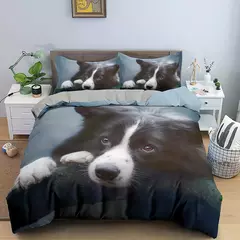 Animal Pet Duvet Cover Set para crianças, cão bonito Hugging, Donut Bedding Set, Consolador de cão 3D, Soft Polyester Quilt Cover, 3pcs - Wolf Magazine