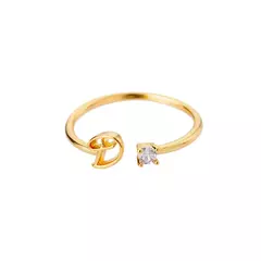 Anéis iniciais de A-Z para mulheres, anel de casamento aberto ajustável de aço inoxidável, tendência 2025, cor dourada, acessórios de joias para casal, presente - loja online