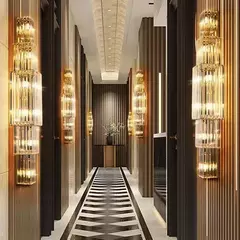 Benda luxo lobby do hotel grande lâmpada de parede cristal para clube hall villa sala estar escritório banquete luminárias interiores - loja online