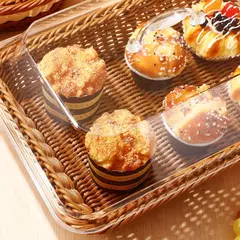 Cesta de imitação de Rattan com tampa, Simulado Pão Vegetal Servir Cestas, Recipientes De Armazenamento De Acrílico para Casa, Cozinha, Piquenique - comprar online