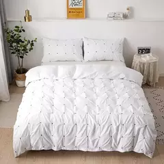 Wostar verão branco pitada plissado capa de edredão 220x240cm luxo cama casal colcha conjunto cama rainha king size consolador capa - comprar online