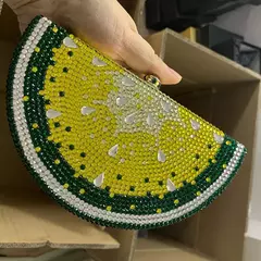 Carteira de strass melancia para mulheres, gema de casamento, bolsa de embreagem para festa de pedra, bolsa de cristal pequena, designer - loja online