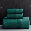 Conjunto de toalha de algodão egípcio para adultos, toalha de banho absorvente, cor sólida, bordado, toalha de rosto macio, espessado, 100%