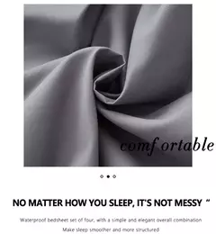 Imagem do Conjunto de cama sólido 3/4 peças, lençol à prova d'água, lençol e fronhas macias, queen, kidng, completo, tamanho duplo, branco e cinza