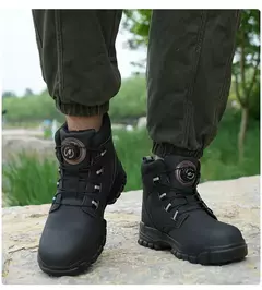 Imagem do Botas de segurança impermeáveis para homens, Botas de trabalho em aço indestrutível, Anti-Smash, Resistente a facadas, Sapatos de motociclista