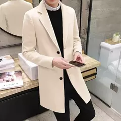 Jaqueta corta-vento longa de algodão masculino, casaco de lã, slim fit, cor pura, casual, moda empresarial, roupa nova, outono, inverno, 2023 - Wolf Magazine
