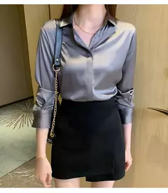 Primavera e Verão das Mulheres Manga Longa Commuter Profissional Sólida Chiffon Camisa Mulheres Tops Blusa Mulheres Camisas De Mujer C348