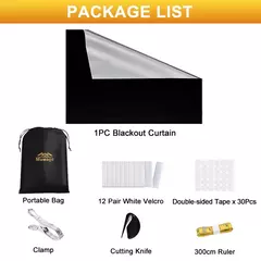 Cortina de blecaute removível para viagens 100% blecaute, Película para janela portátil mais escura, pano DIY temporário, sem broca na internet